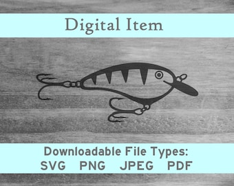 Fishing Lure Crankbait svg png jpeg pdf digital file download -NOT a physical item-please read description- jpg cnc htv shirt press fish art