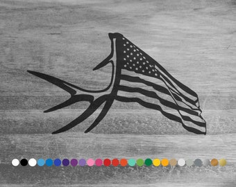 Antler Flag vinyl decal sticker for car truck rv camper van atv utv window bumper hood boat hull laptop cooler wall deer hunting home decor