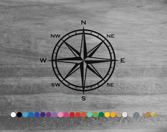 Compass Rose vinyl decal sticker for car truck rv camper van atv window bumper hood door boat hull laptop cooler wall room nature art decor