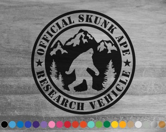 Skunk Ape Research Vehicle vinyl decal sticker for car truck rv camper van atv window bumper boat hull door hood off-road bigfoot room decor