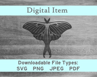 Luna Moth svg png jpeg pdf digital file download -NOT a physical item-please read description- jpg cnc shirt press htv animal home decor art