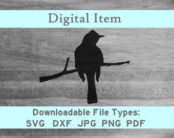 Bird on Branch svg dxf png jpeg pdf digital file download -NOT a physical item-please read description- jpg htv press cnc nature animal art