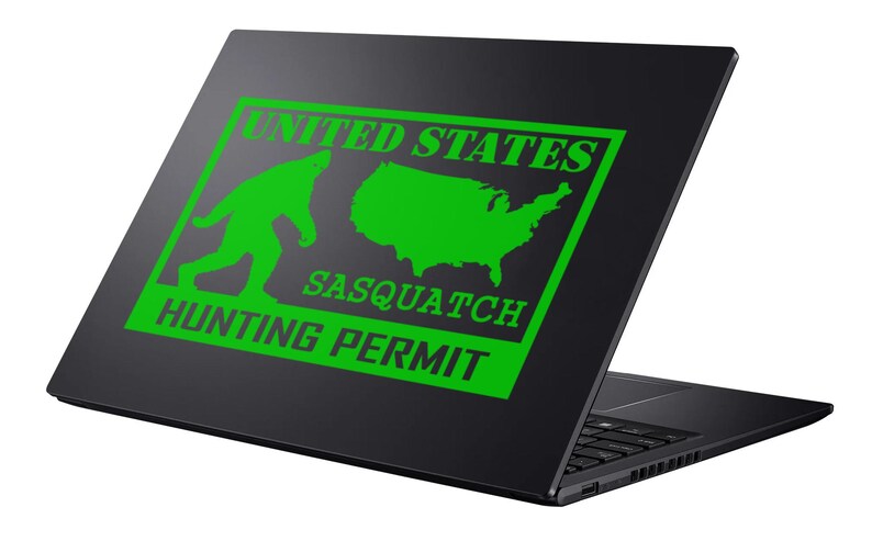 Sasquatch Hunting Permit Vinyl Decal Sticker for Car Truck Rv Camper ...