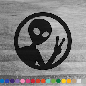 Alien peace circle vinyl decal sticker for car truck rv camper van 4x4 atv window bumper boat hull cooler laptop room wall uap home decor