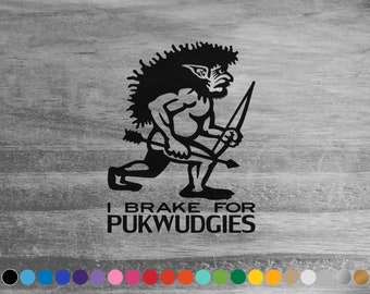 Pukwudgie vinyl decal sticker for car truck rv camper trailer overland sprinter cargo tailgate window bumper cryptid art driving stickers