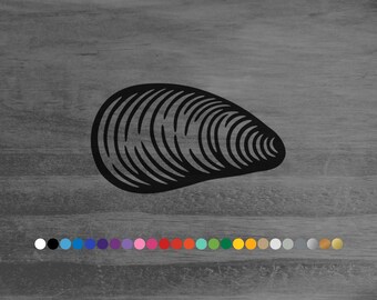 Mussel shell vinyl decal sticker for car truck rv camper van atv window bumper fishing boat hull cooler laptop wall door ocean sea art decor