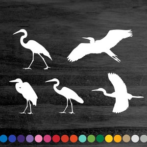 Egret Heron Bird vinyl decal sticker for car truck rv camper van atv window bumper boat hull laptop cooler wall nature bird home decor art