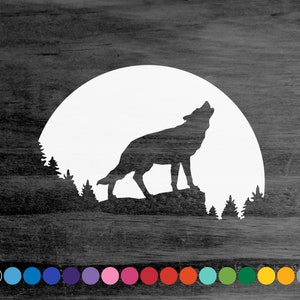Howling Wolf Moon vinyl decal sticker for car truck boat rv camper van atv window bumper boat laptop door wall room nature art home decor