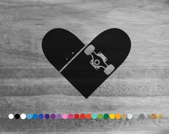 Skateboard heart vinyl decal sticker for car truck rv camper van bus window bumper cooler laptop wall door room home decor skate board ramp