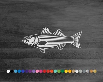 Striped Bass vinyl decal sticker for car truck rv camper van atv window bumper hood door boat hull sea ocean fish room wall home decor gift