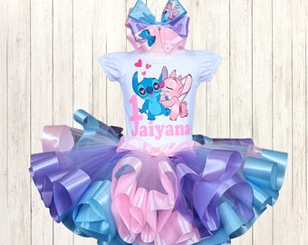 Traje de tutu de fiesta de Stitch y Angel disfraz de fiesta de cumpleanos de Stitch para nina