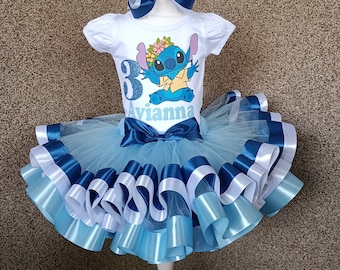 Stitch birthday party tutu outfit, Stitch birthday party costume for baby girl