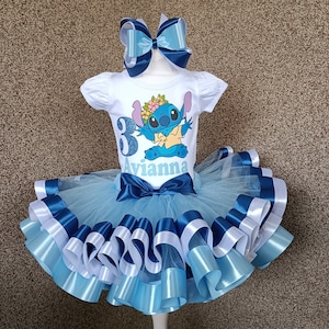 Stitch birthday party tutu outfit, Stitch birthday party costume for baby girl