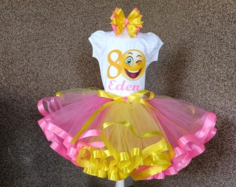 Smail emoji Birthday tutu outfit.