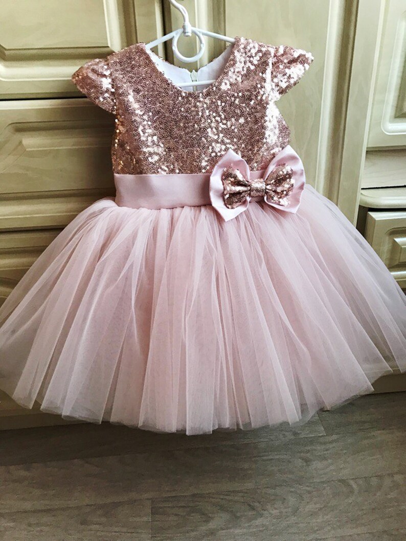 Rose Gold Birthday Outfit Blush Girls Birthday Dress Baby Etsy