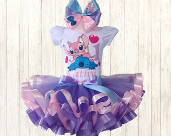 Stitch Birthday Tutu Outfit: Angel Party Costume, Baby Girl