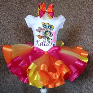 Baby girl Birthday tutu outfit, Personalized rainbow party birthday costume, 1st birthday tutu set