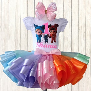 Personalized Dave and Ava Birthday Tutu Outfit: Party Costume Set
