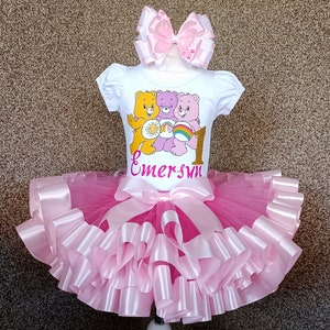 Personalized Bear Birthday Outfit: Rainbow Tutu Set, Baby Girl Costume