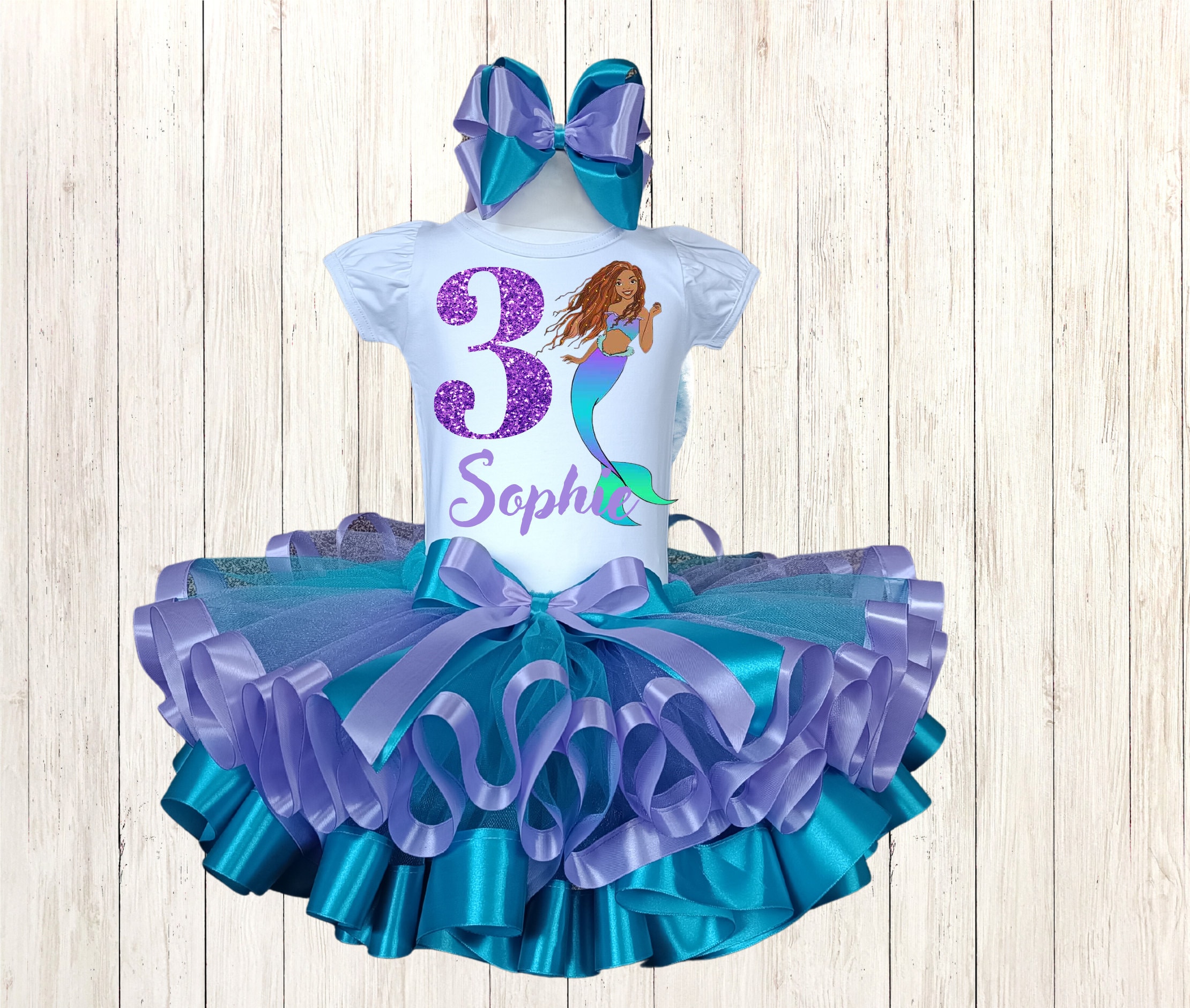 Ariel Mermaid Birthday Tutu Outfit Black Princess Ariel Birthday Tutu Set African American Mermaid Birthday Party Costume Etsy