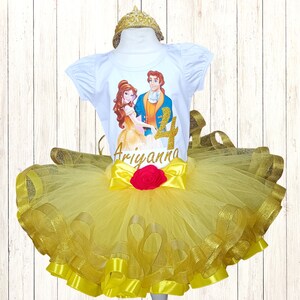 Personalized Princess Belle Birthday Outfit: Tutu Set, Bow & Shirt