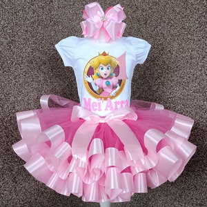 Personalized Princess Peach Birthday Outfit: Tutu Set, Party Costume