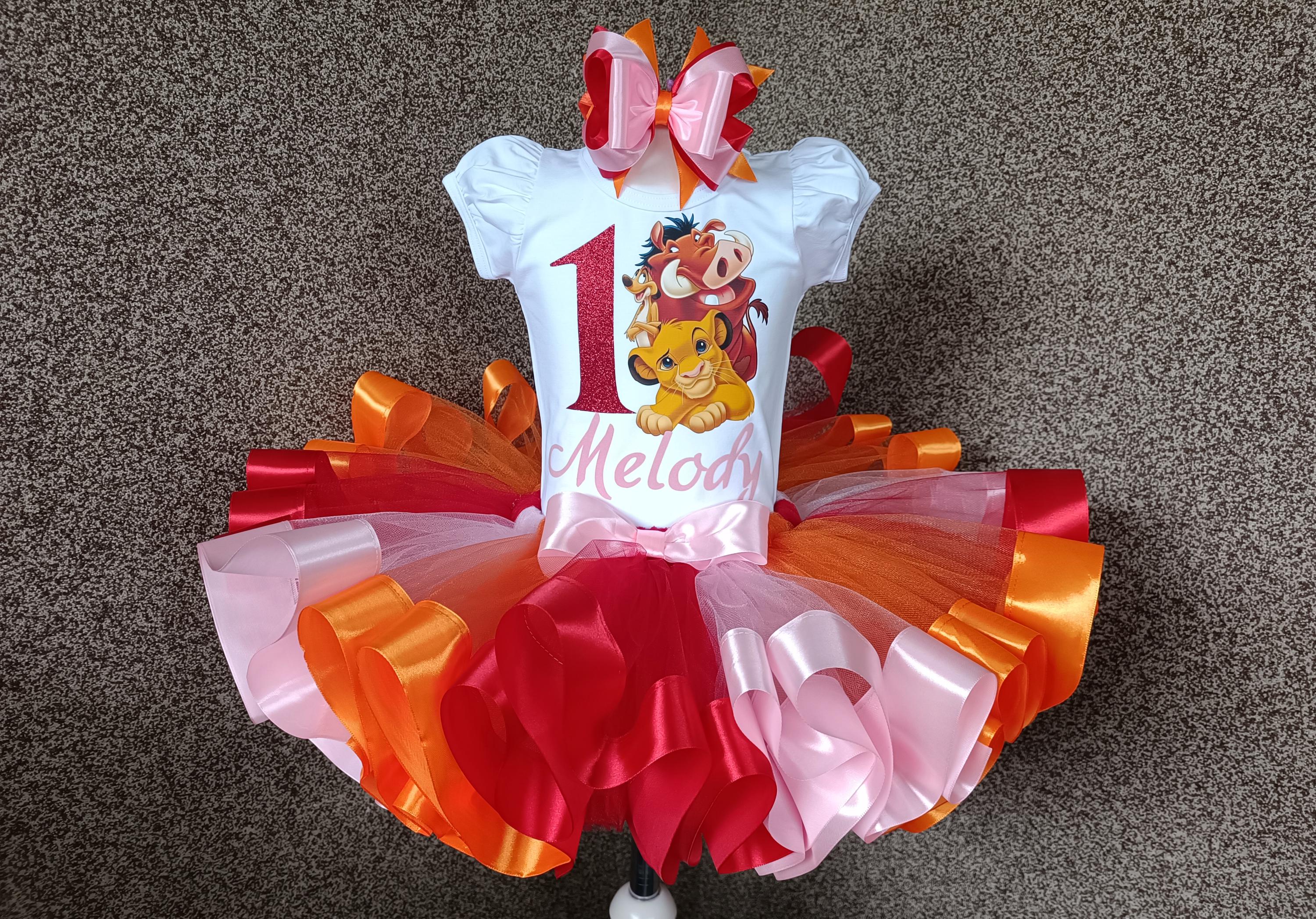 Lion Birthday Girl Tutu Set party Birthday outfit, timon pumbaa and simba Party tutu set theme birthday dress, birthday outfit lion party