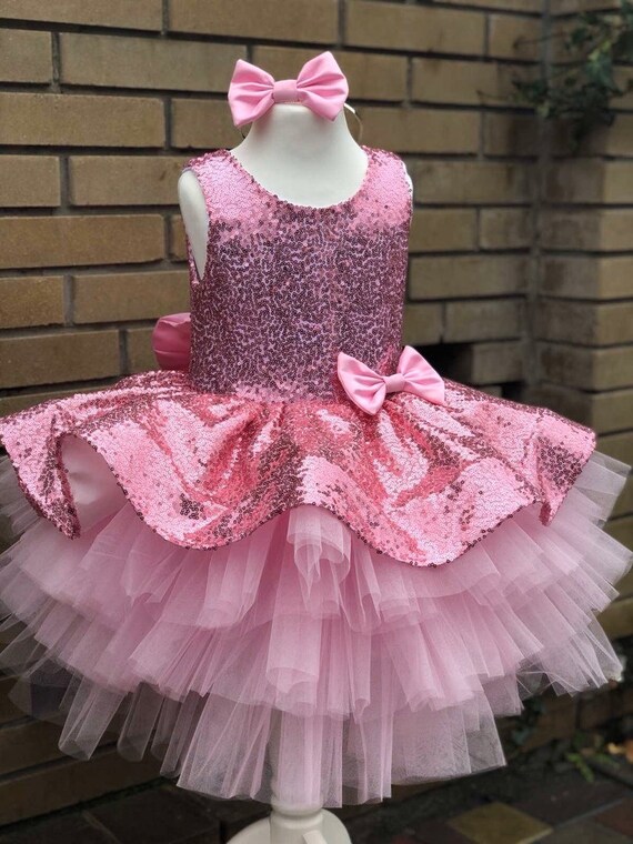 girls pink party dress