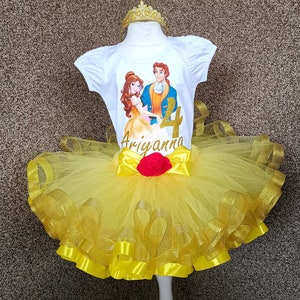 Personalized Princess Belle Birthday Outfit: Tutu Set, Bow & Shirt