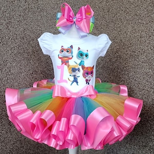 Super Kitties Baby girl Birthday tutu outfit,  Super Kitties birthday costume, SuperKitties party birthday tutu set