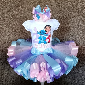 Stitch and Angel Party Tutu Outfit, Stitch Birthday Party Costume for Baby  Girl 