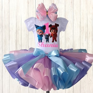 Personalized Dave and Ava Birthday Tutu Outfit: Party Costume Set