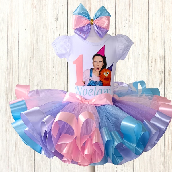 Baby girl Birthday tutu outfit, Personalized rainbow party birthday costume, 1st birthday tutu set