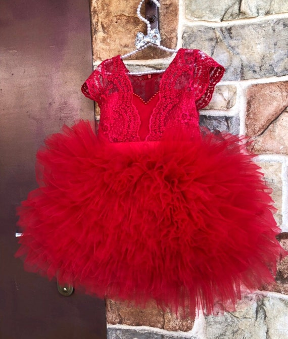 baby red party dress