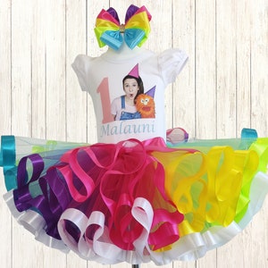 Personalized Rainbow Birthday Tutu Outfit: Baby Girl Party Costume