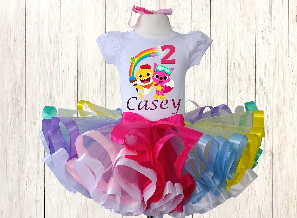Birthday Baby SHARK Girl Outfit Shark Baby Girl Tutu Set Etsy
