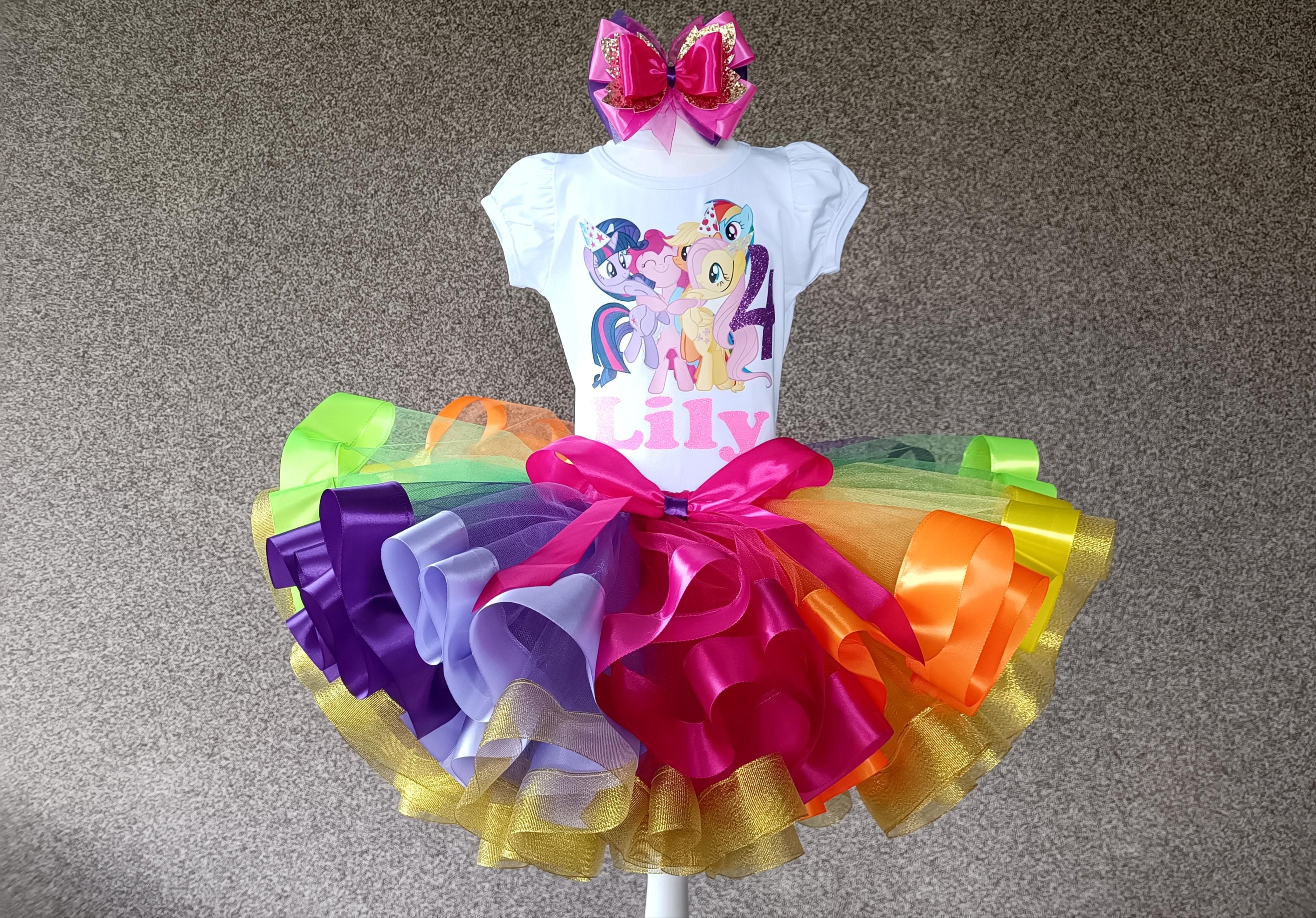 My little pony Birthday outfit for baby girl, Personalized My Little Pony party birthday costume, rainbow Pony party birthday tutu costume