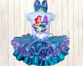 Princess Mermaid party Birthday tutu outfit, Personalized Under the Sea party birthday costume, Mermaid Ariel birthday tutu set