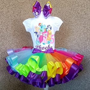 My little pony Birthday outfit for baby girl, Personalized My Little Pony party birthday costume, rainbow Pony party birthday tutu costume