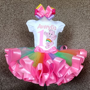 Personalized Pink Bear Birthday Outfit: Baby Girl Tutu Set