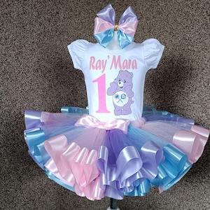 Personalized Rainbow Bear Birthday Outfit: Baby Girl Tutu Set