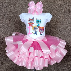 Super Kitties Baby girl Birthday tutu set,  Super Kitties birthday costume, SuperKitties party birthday tutu outfit