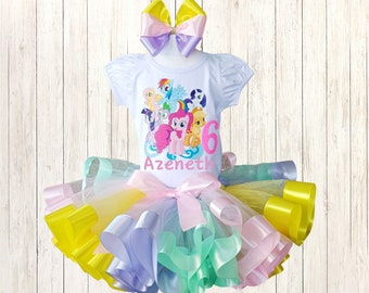 My little pony Birthday tutu outfit, Personalized My Little Pony party birthday costume, rainbow Pony party birthday tutu set