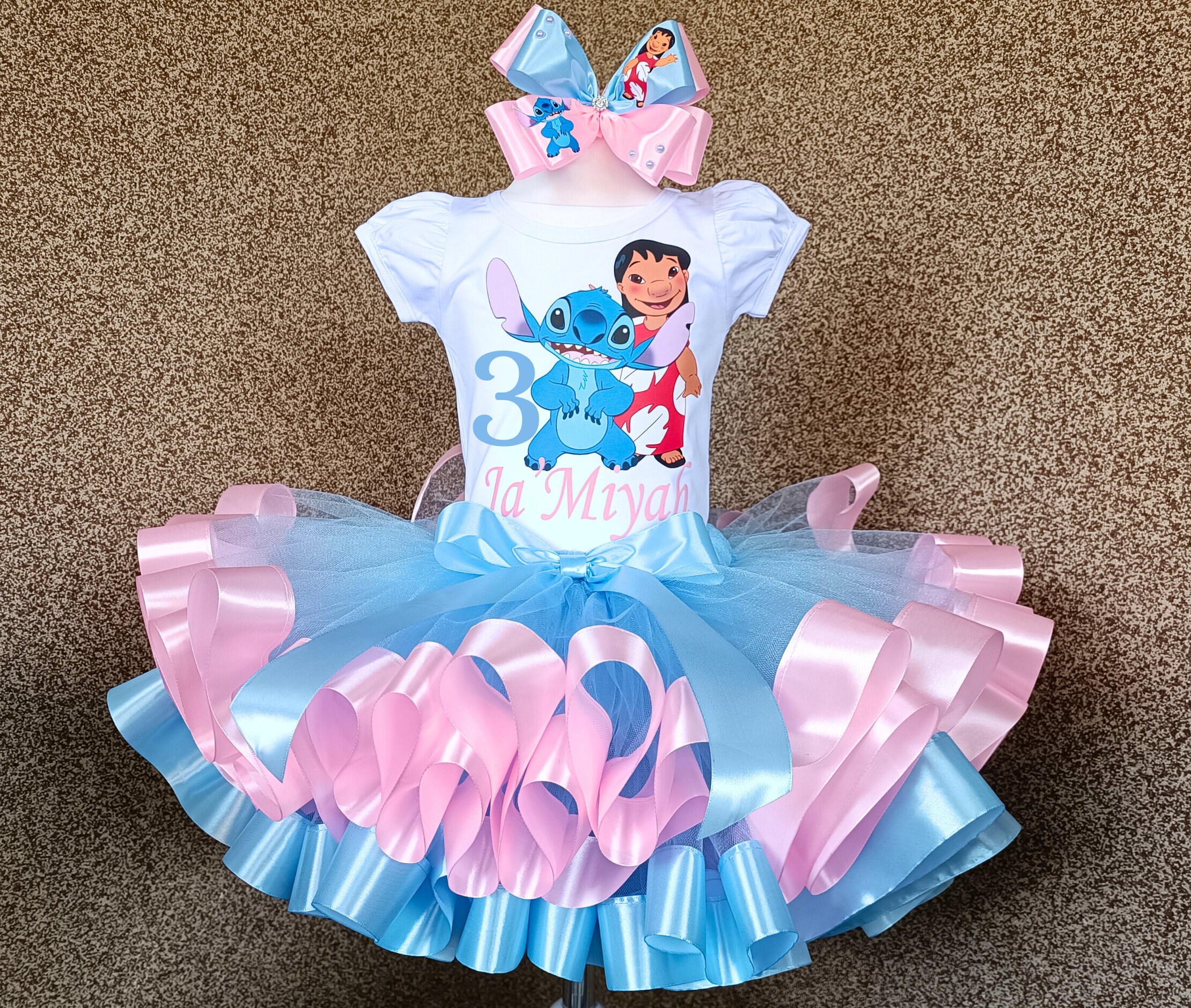 Stitch and Angel Party Tutu Outfit, Stitch Birthday Party Costume for Baby  Girl 