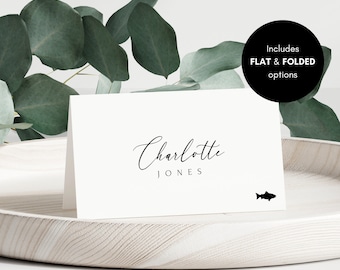 Classic Wedding Place Cards with Meal Choice, Wedding Place Card Indicator with Food Option, Printable Name Cards, Elegant Wedding Template