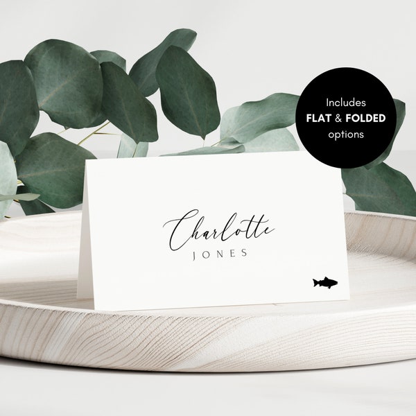 Classic Wedding Place Cards with Meal Choice, Wedding Place Card Indicator with Food Option, Printable Name Cards, Elegant Wedding Template