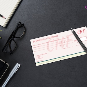 Swiss franc abundance cheque digital file blank cheque from the universe downloadable and printable INSTANT DOWNLOAD PDF Gift for her
