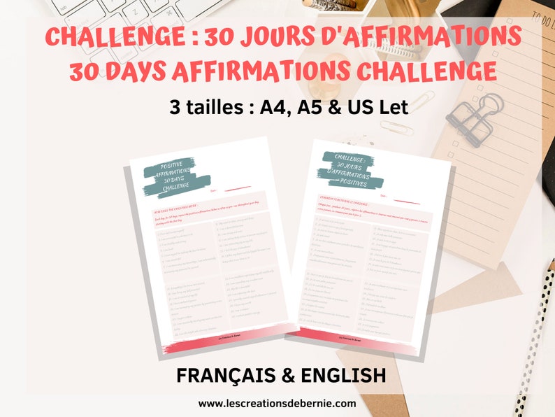 Positive Affirmations 30 Days Challenge Bullet Journal Affirmation ...