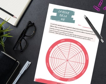 La rueda de la vida para evaluar tu vida para imprimir Desarrollo personal Archivo digital Hecho en Francia Descarga instantánea de PDF