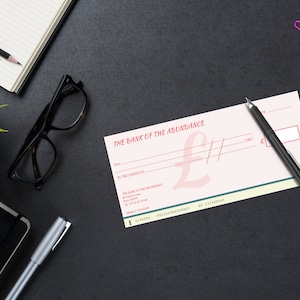 British abundance cheque in pounds digital file blank cheque from the universe downloadable and printable INSTANT DOWNLOAD PDF Gift for her